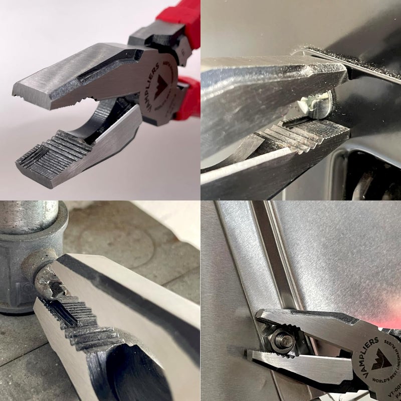 VAMPLIERS 9" Side Cutting Linemans Pliers with Crimper. Made in Japan. Heavy Duty High Leverage Design Screw Extractor Jaws - Image 5